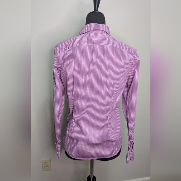 LAUREN Ralph Lauren sz small bright purple striped long sleeve button up shirt - Picture 4 of 4